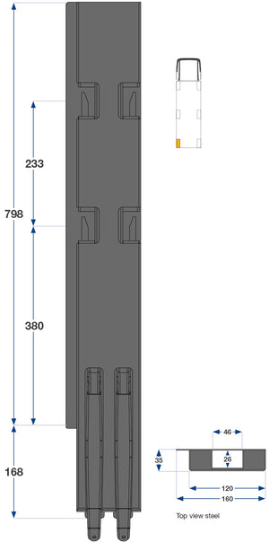 Kinnegrip / 80cm / K5 / Venstre / Bak / Stål