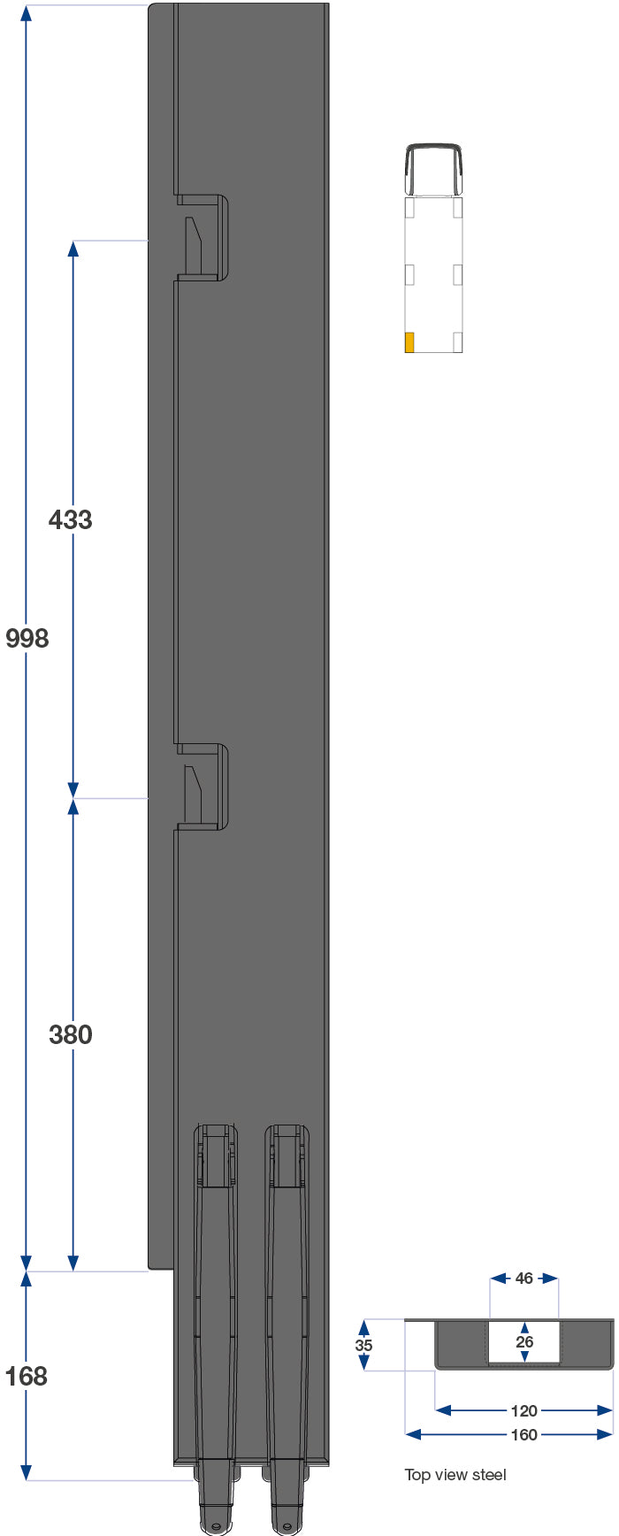 Kinnegrip / 100cm / K5 / Venstre / Bak / Stål