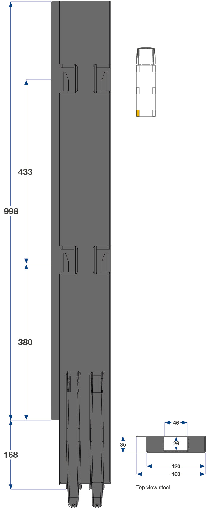 Kinnegrip / 100cm / K5 / Venstre / Bak / Stål