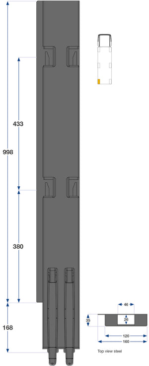 Kinnegrip / 100cm / K5 / Venstre / Bak / Stål