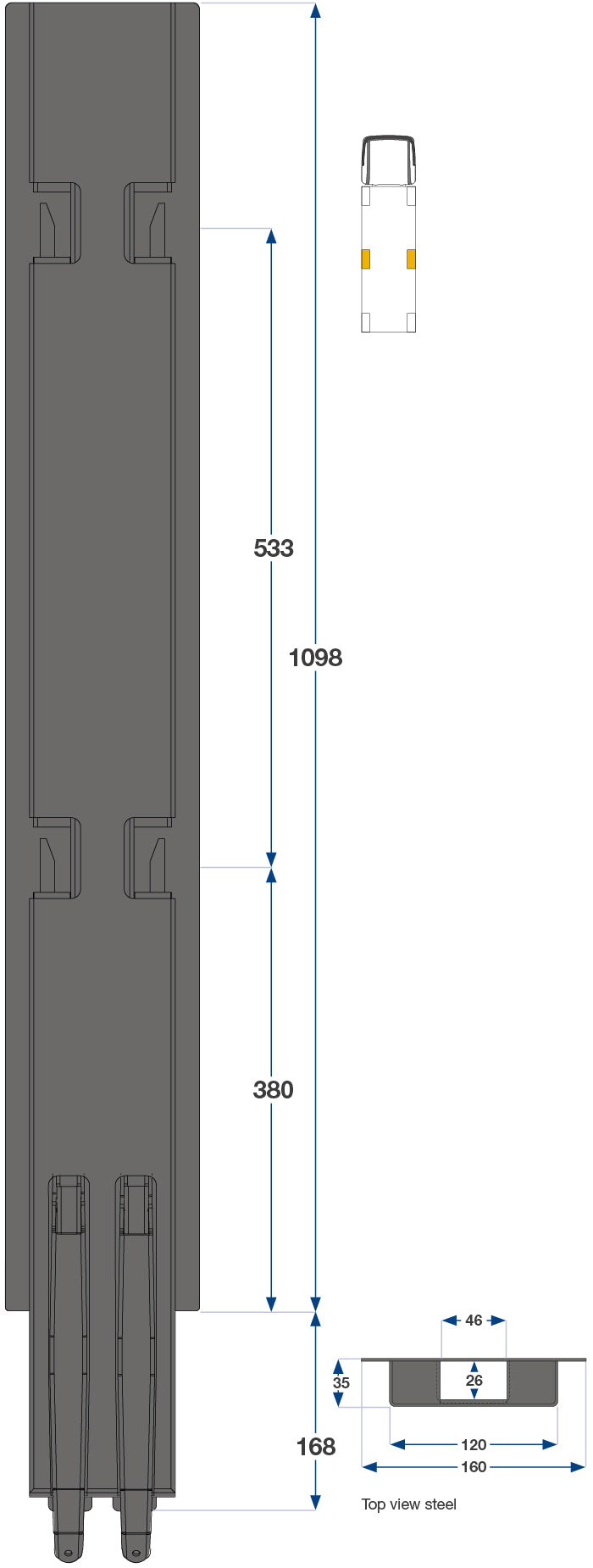 Kinnegrip / 110cm / K5 / Side / Stål