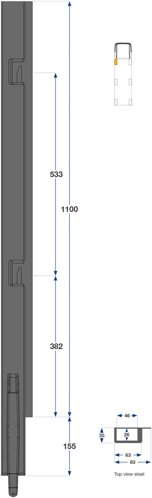 Kinnegrip / 110cm / K5 / Venstre / Foran / Stål