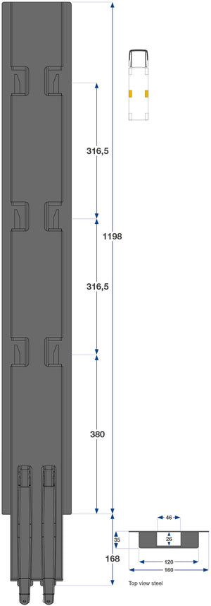 Kinnegrip / 120cm / K5 / Side / Stål