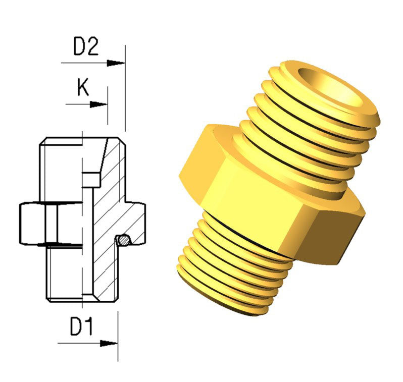 Adapter M22x1.5/M22x1.5 K24°-15 m/O-Ring
