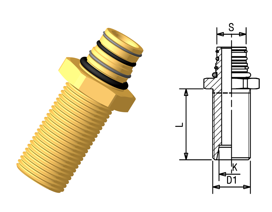 Gj.føring Plug-In, P5 - M18x1,5 - K24°-12 L=24mm