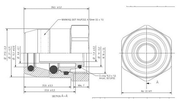 Raufoss / Scania nippel  12 mm rør M18 x 1,5 inv