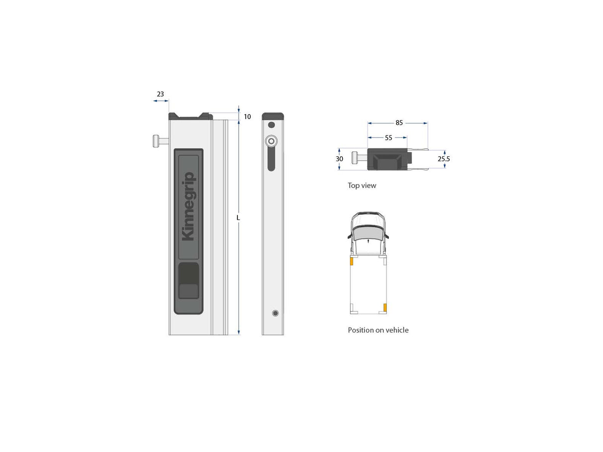 Kinnegrip / Lås / T50 / 400 mm / Venstre / Aluminium