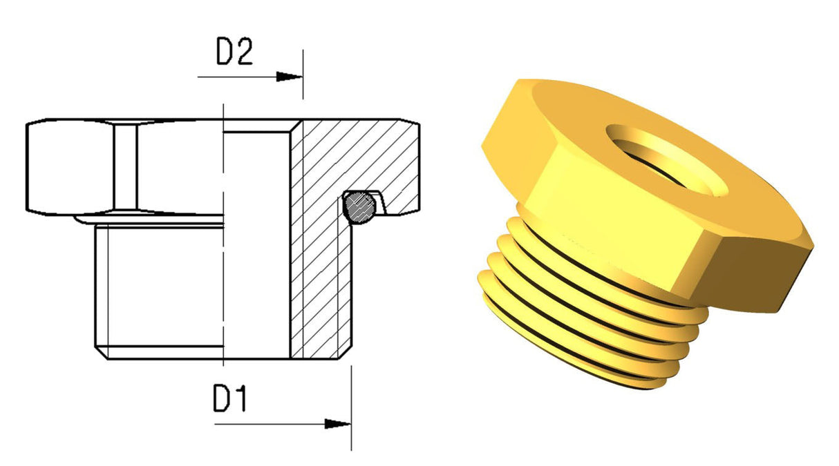 Reduksjon M22x1,50 - M12x1,50 m/O-Ring