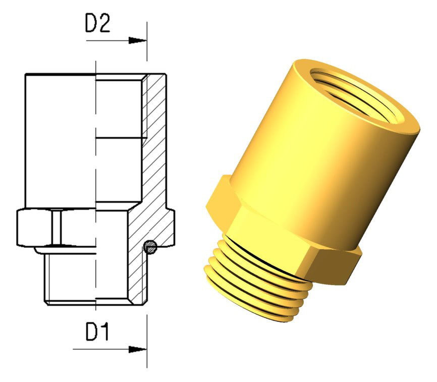 Reduksjon M14x1,5 - 1/4" -18 NPTF m/O-Ring