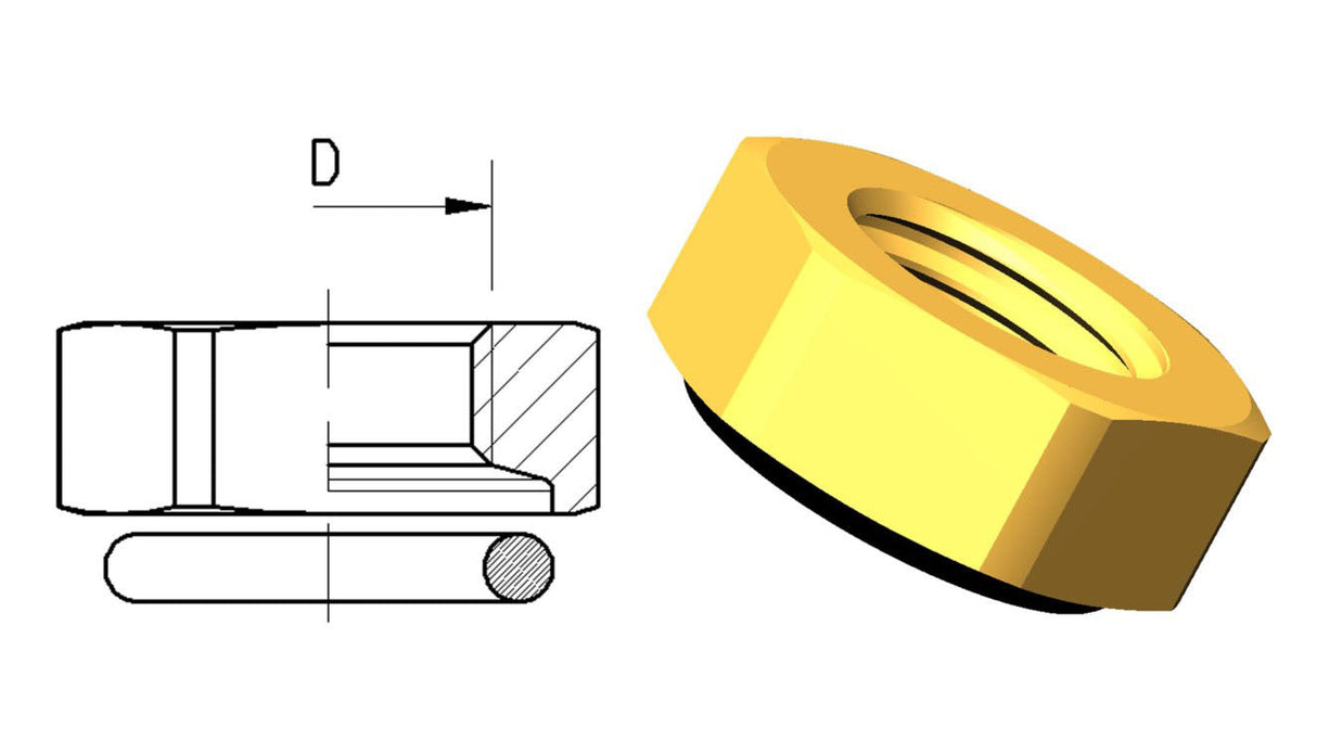 Kontramutter M16x1,50 m/O-Ring