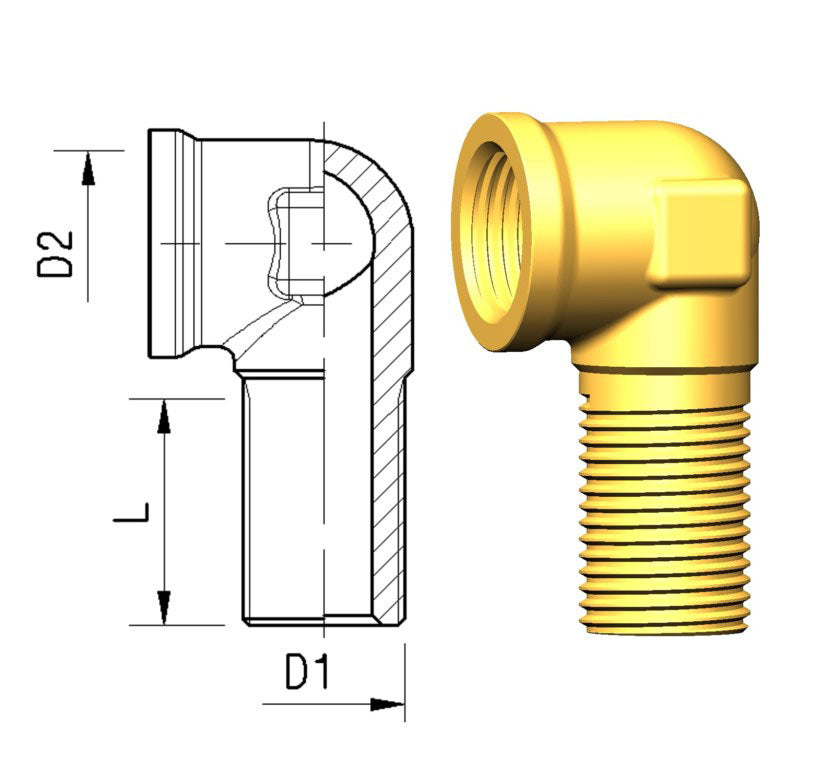 Skotgj.føring 90° D1=M12x1,5 D2=M12x1,5
