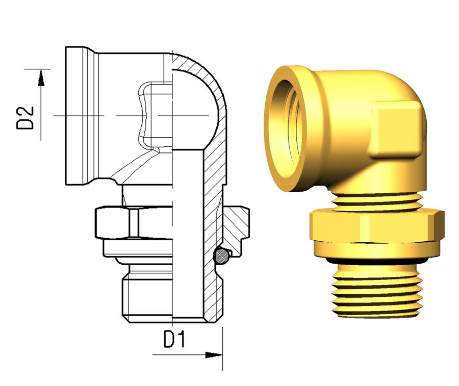 Albue 90° M14X1.5 M12X1.5 M/O-ring/mutter