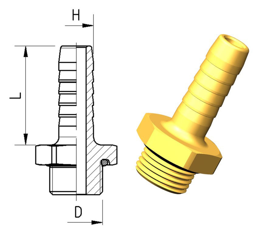 Slangenippel M22X1,5 X Ø11