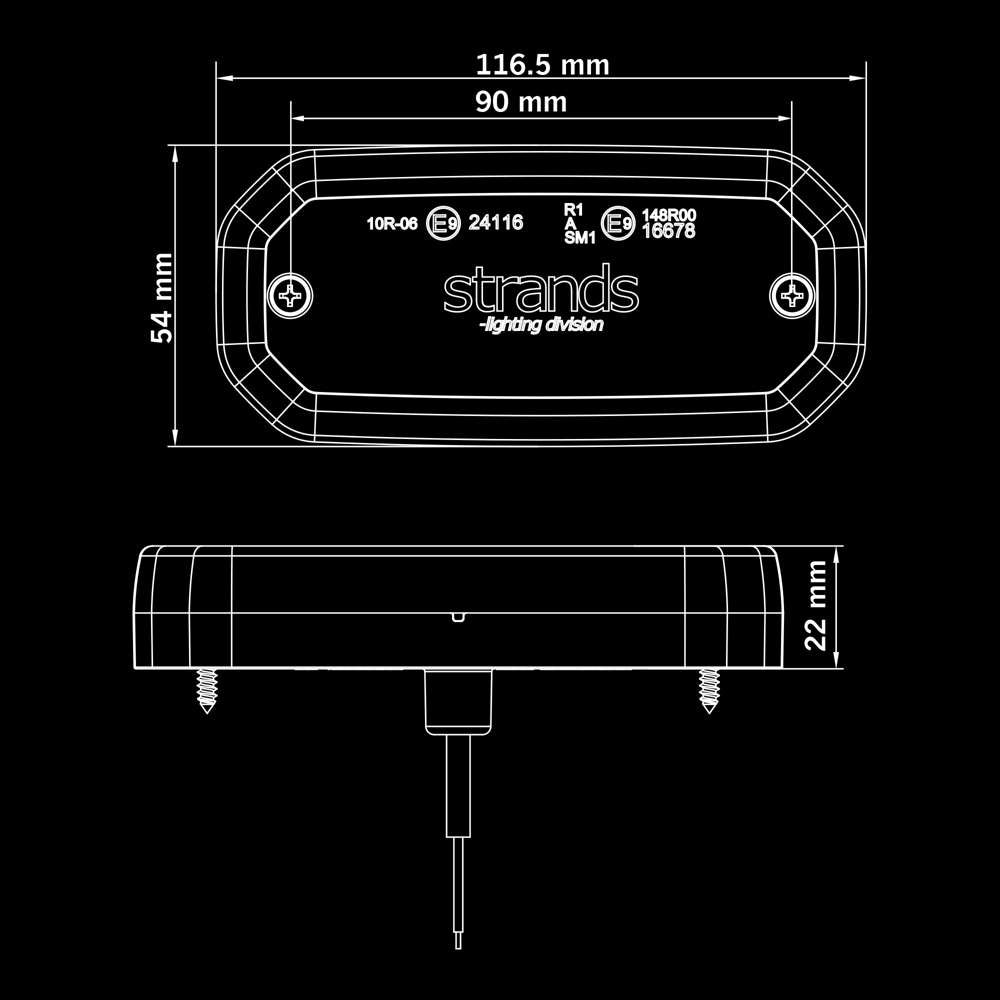 Markeringslys FOR9T Scale Hvit 12-24V (E)