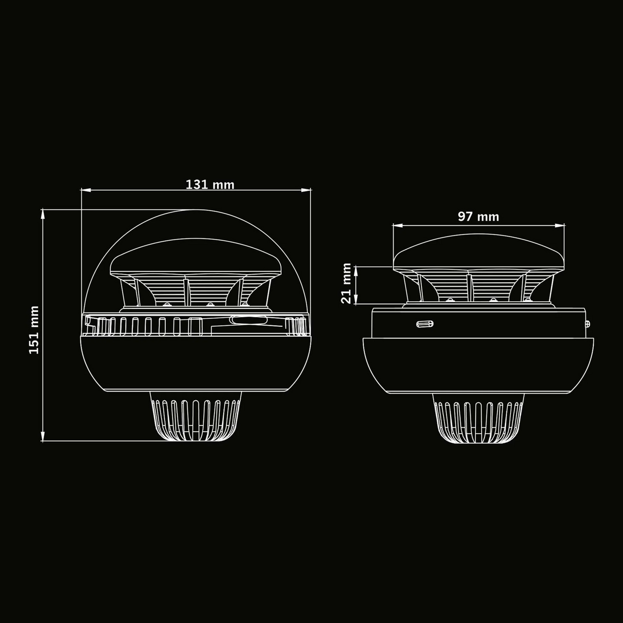 Varsellys Big Energy XL Amber Lens, stang