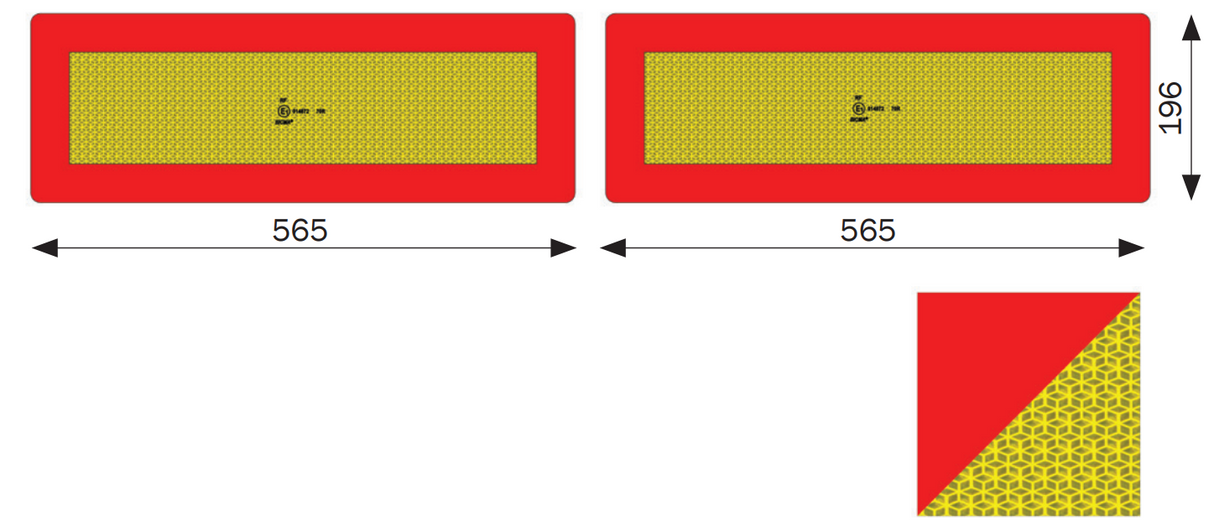 Refleks-sett tilhenger 565x196mm ECE70