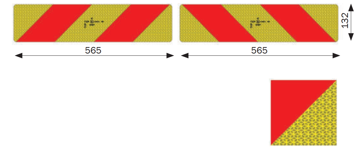 Refleks-sett bil 565x132mm ECE70