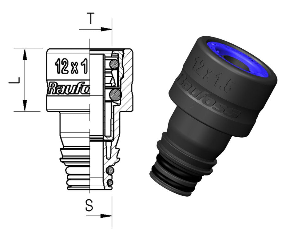Utvendig Push inn   M   1/2 "