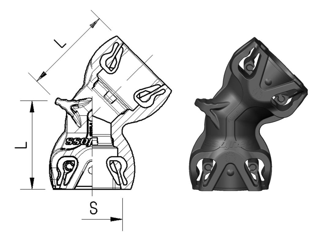 Vinkel 45° Regular L=25mm