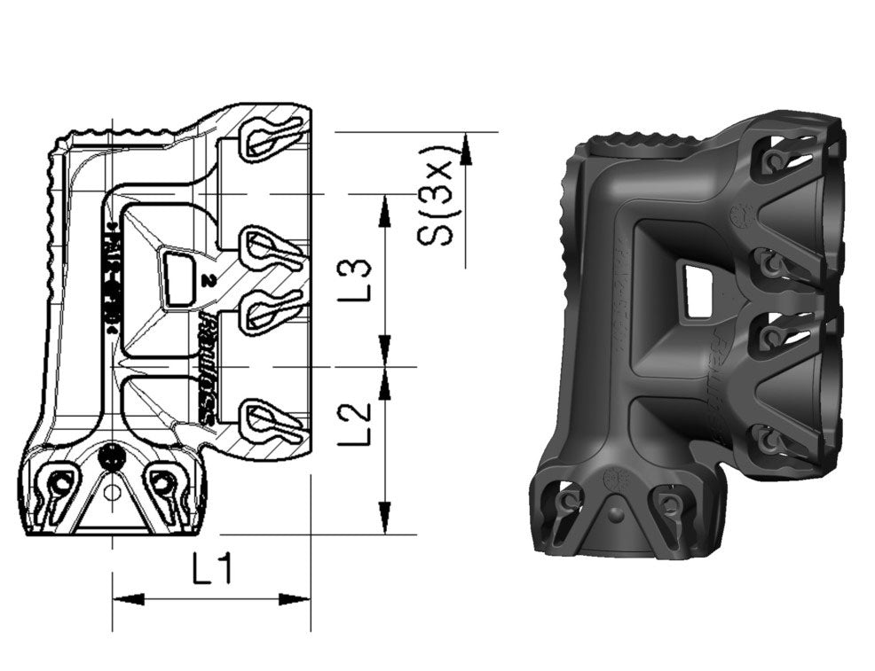 F-Forgrening Heavy Duty L1=36.3mmL2=30.6mmL3=32mm