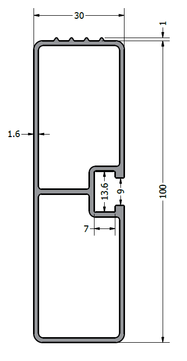 Sidehinder Alu.planke 4 m, 100x30mm