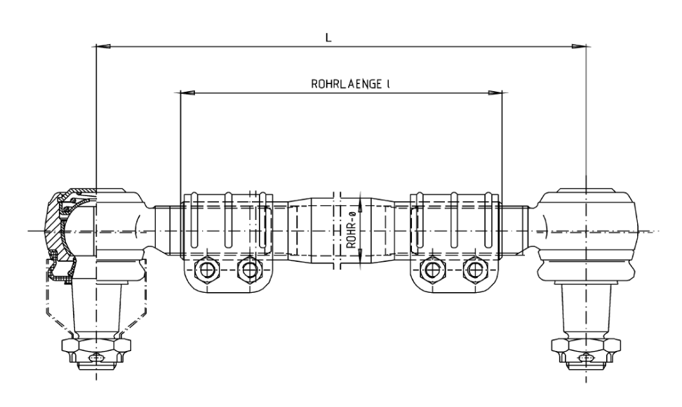 Parallellstag Ø50 x 1140mm m/låseplate