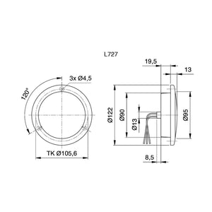 Baklykt LED 24V Bak/Brems/Blink m/Kromring Jokon